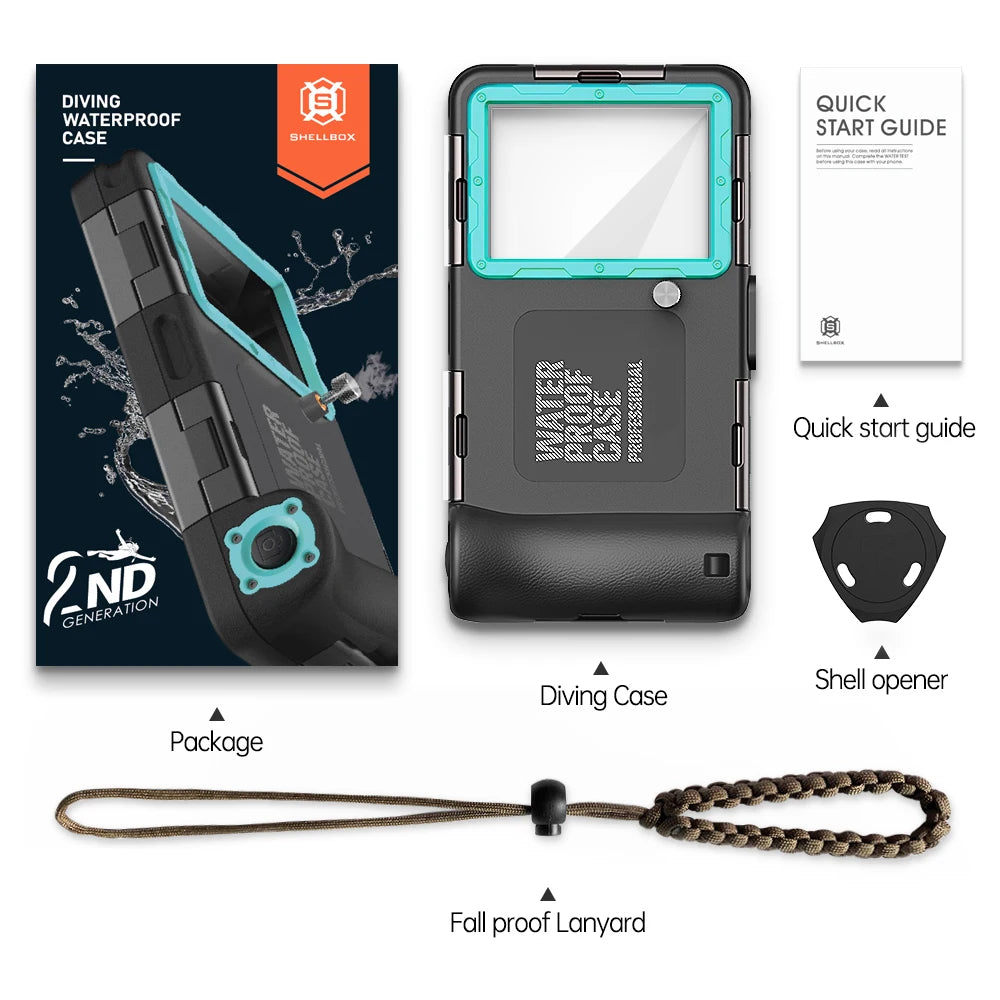 IP68 waterproof phone case for diving, up to 6.9 inch, black blue