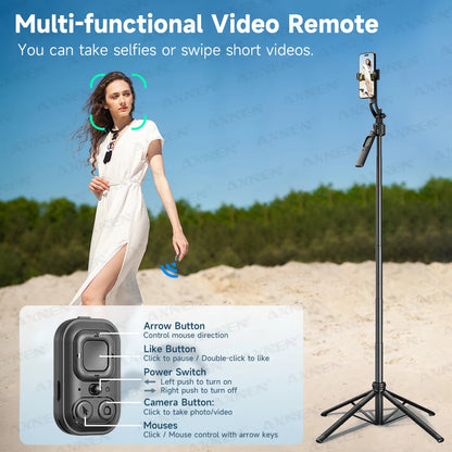 Face-tracking selfie stick tripod, view 2