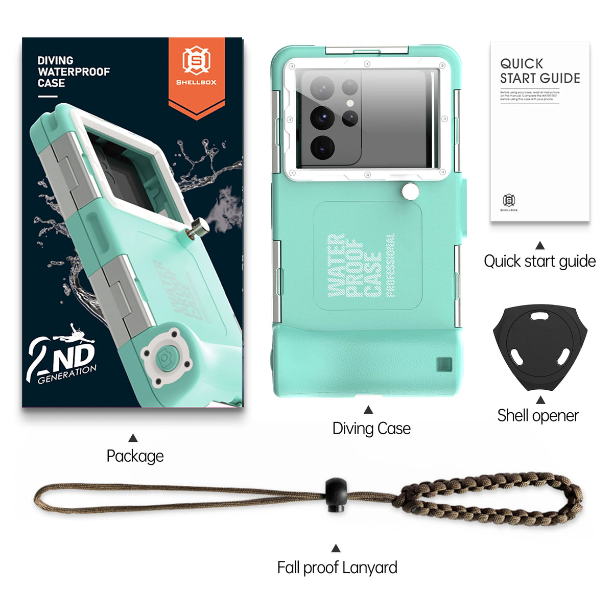 IP68 waterproof phone case for diving, up to 6.9 inch, grass white