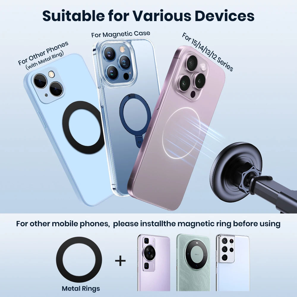 Magnetic car phone mount, view 3