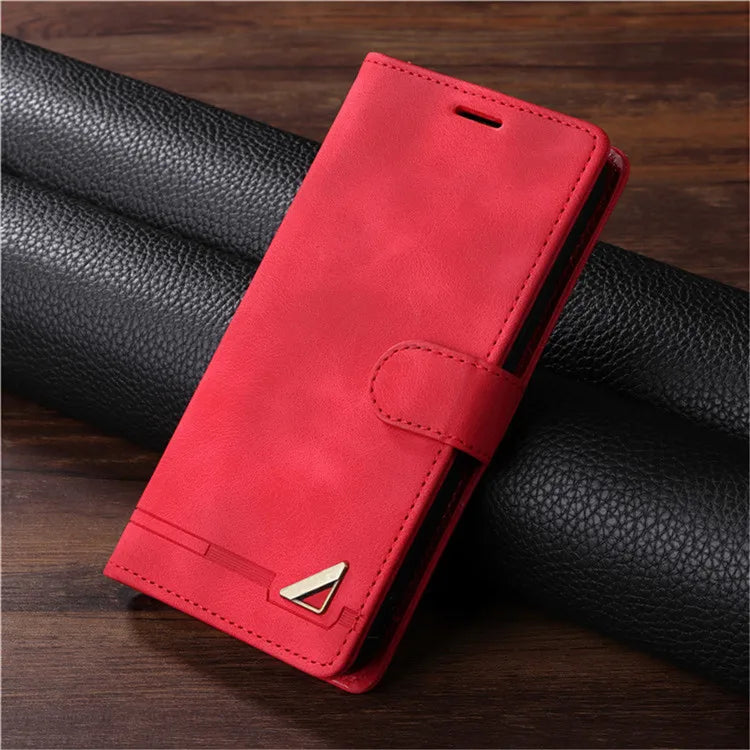Leather flip wallet case with stand for Samsung Galaxy S and Note, red