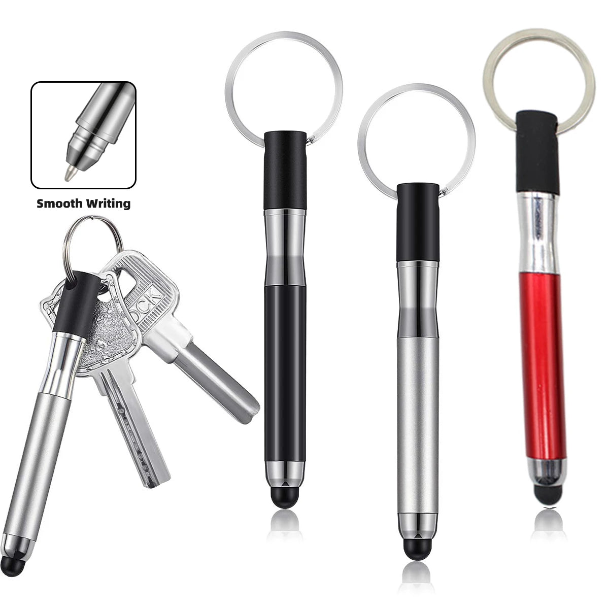 2-in-1 mini stylus and ballpoint pen keychain