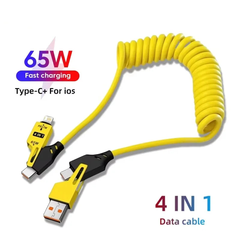 4-in-1 65W coiled charging cable, view 2