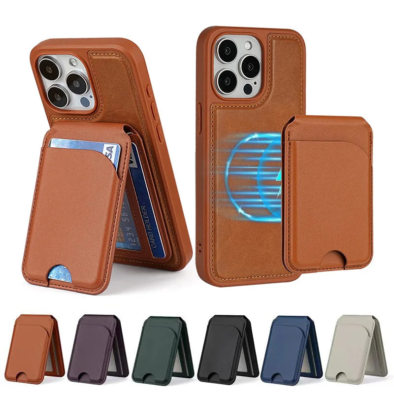 Magnetic leather wallet with stand, view 4