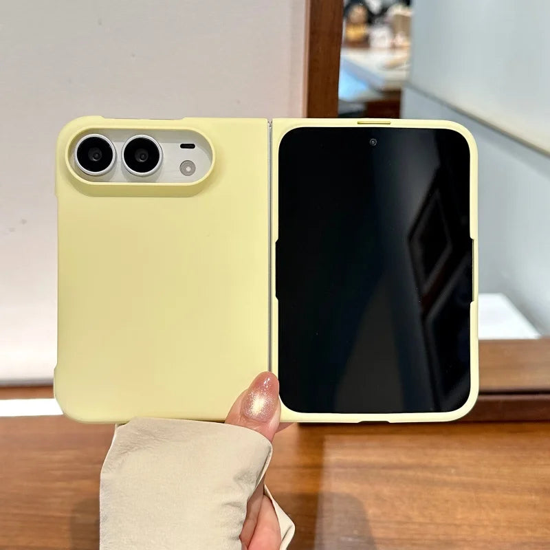 Yellow matte case for iPhone Duo, back and inner display