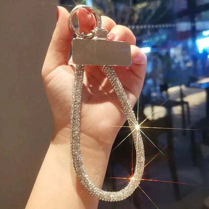 Diamond phone wrist chain lanyard with metal clip, view 3