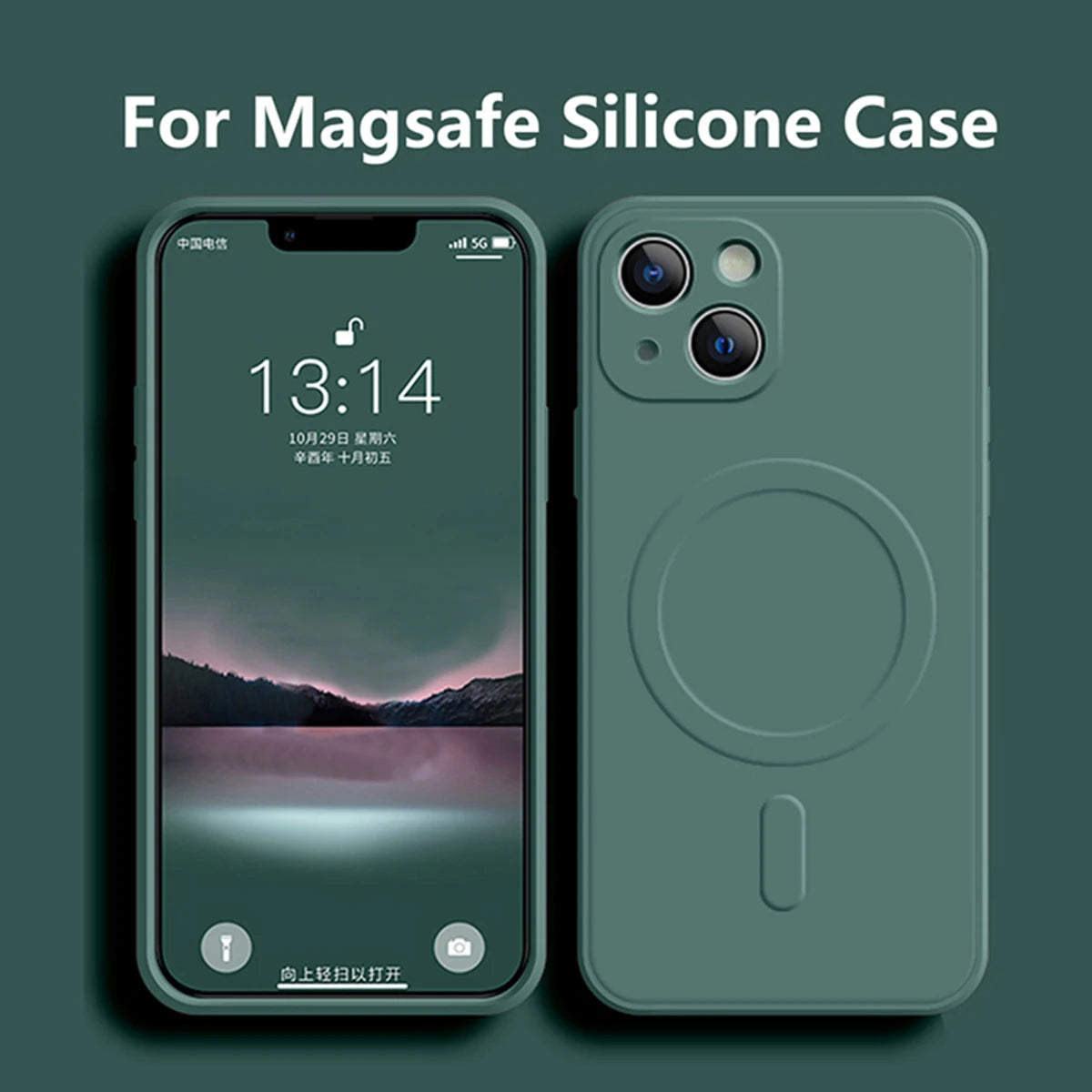 Shockproof silicone MagSafe case for iPhone 11–18