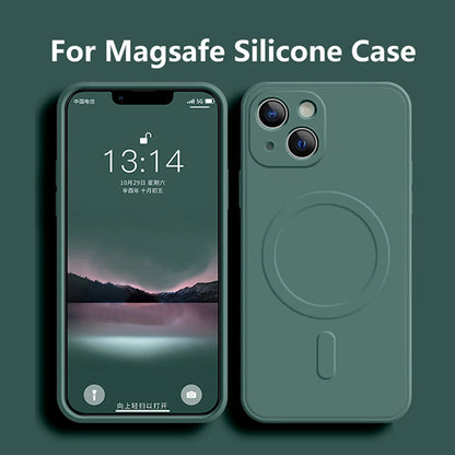 Shockproof silicone MagSafe case for iPhone 11–18