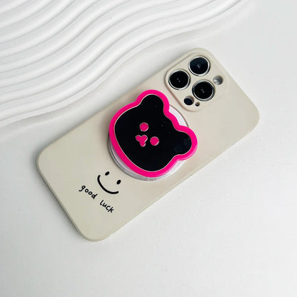 Cute bear mirror phone grip, rose, view 15