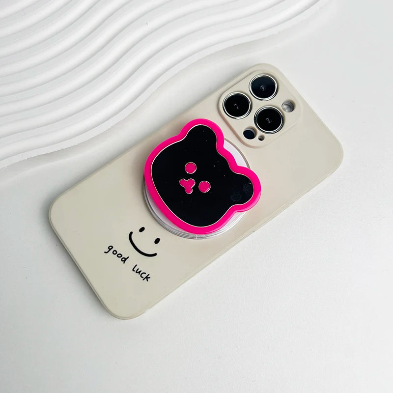 Cute bear mirror phone grip, rose, view 15