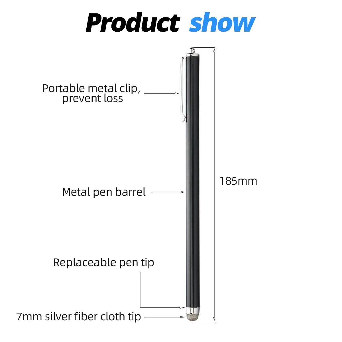 Long capacitive stylus pen for touch screens, view 5