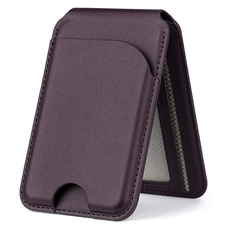 Magnetic leather wallet with stand, dark purple