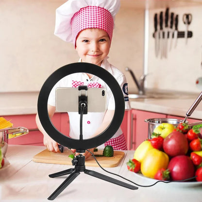 10-inch dimmable LED ring light kit with tripod, view 3