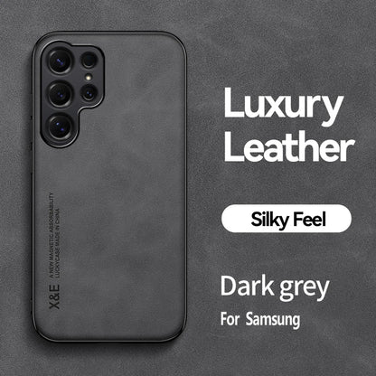 Ultra-thin PU leather case for Samsung Galaxy S22–S26, dark gray