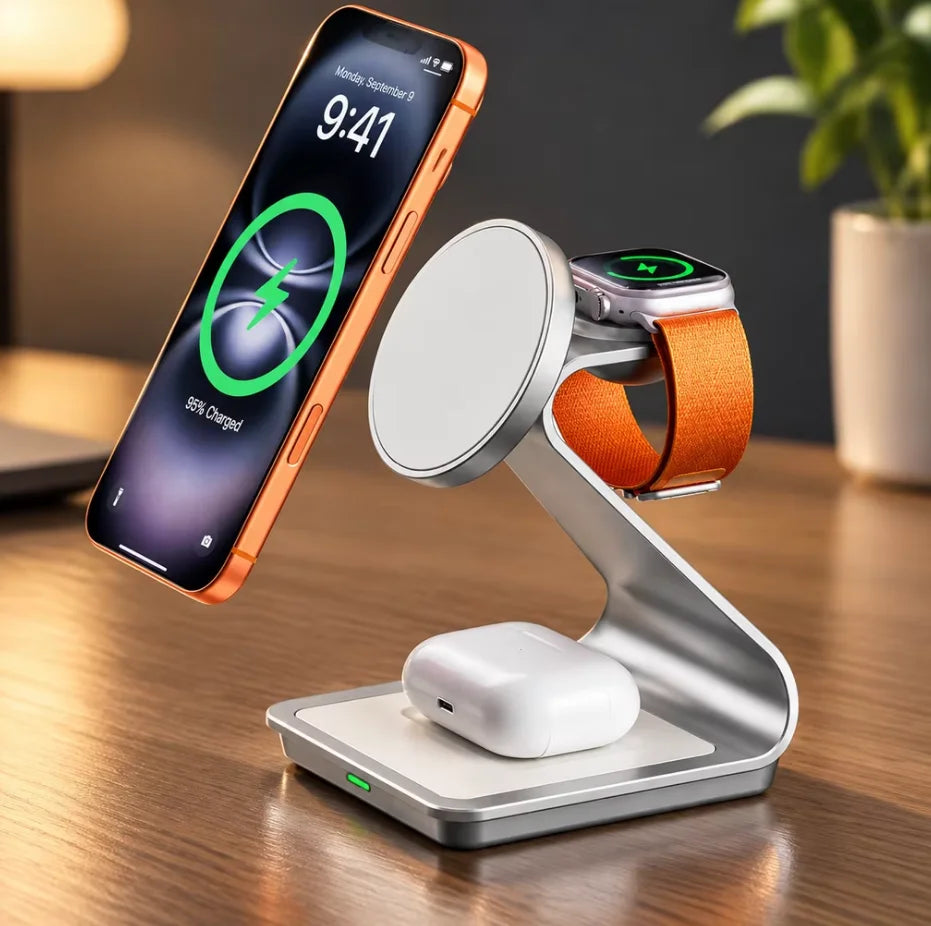 3-in-1 magnetic wireless charging station, view 8