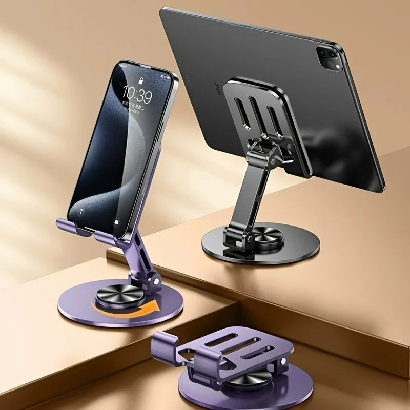 720° rotating foldable aluminum tablet and phone desk stand