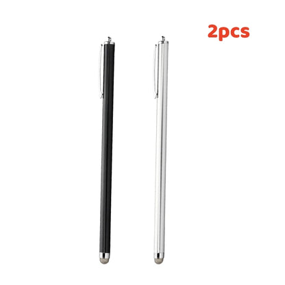 Long capacitive stylus pen for touch screens, black silver