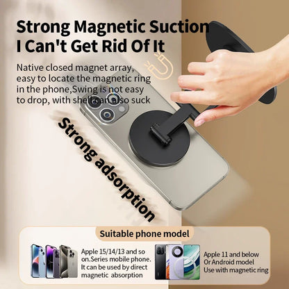 360° rotating foldable magnetic aluminum desk phone stand for MagSafe, view 3