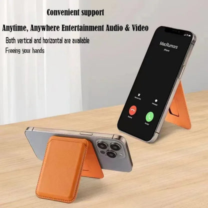 Strong magnetic leather wallet with hidden stand for iPhone 13–15, view 3