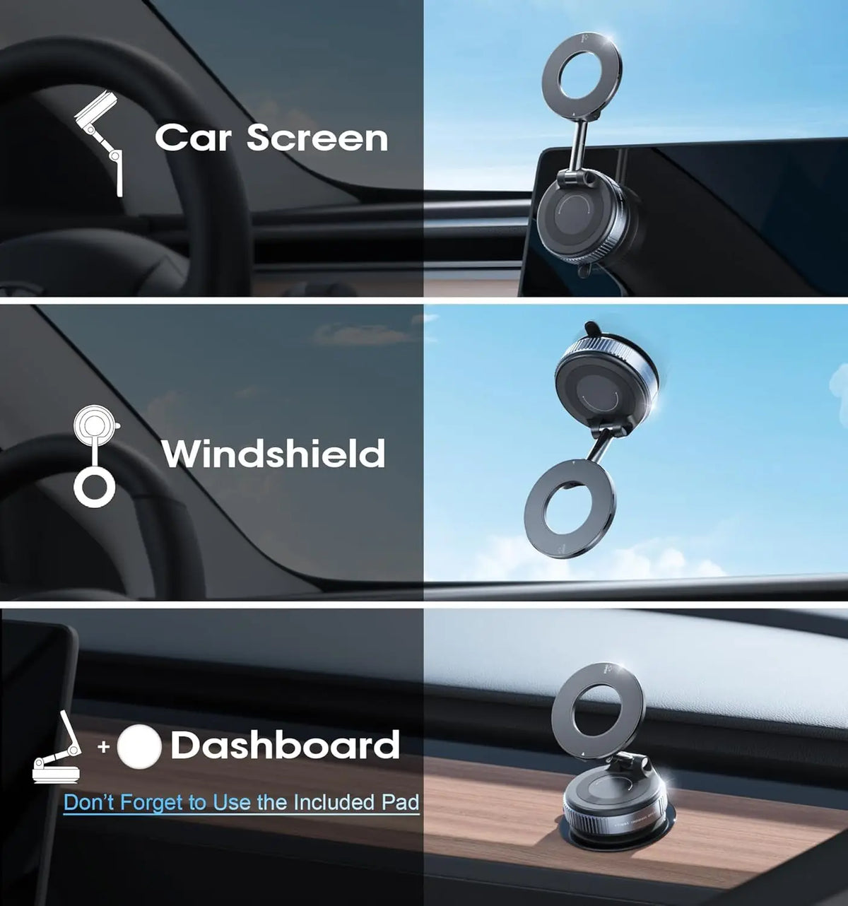 Vacuum suction magnetic phone holder, view 5