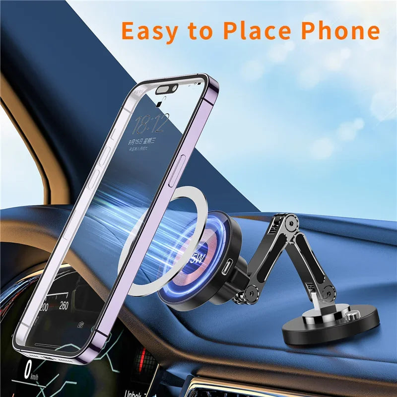 Magnetic car mount with wireless charging for iPhone 12–15, view 4