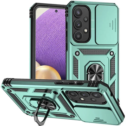 Ring holder case with lens protection for Samsung Galaxy A series, green