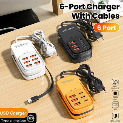 6-in-1 USB charging station with 3 PD and 3 USB ports, view 2