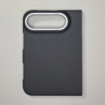 Carbon fibre weave case for iPhone Duo, back panel detail