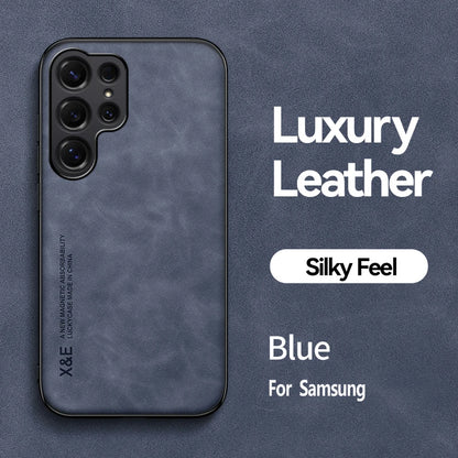 Ultra-thin PU leather case for Samsung Galaxy S22–S26, blue