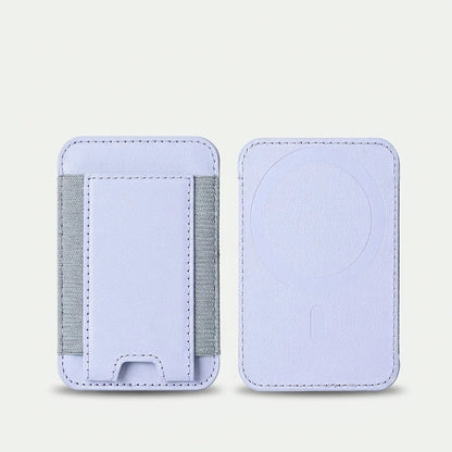 MagSafe leather card holder wallet with elastic pocket, lavender