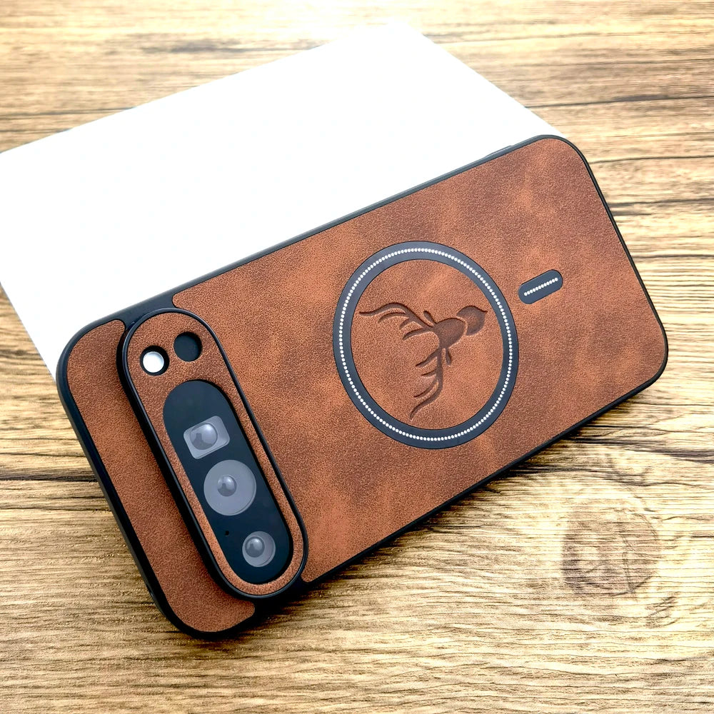 Faux leather MagSafe case for Pixel, dark brown