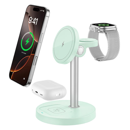 15W 3-in-1 magnetic charging stand for iPhone, green