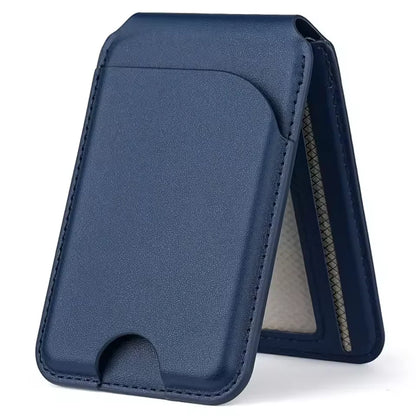 Magnetic leather wallet with stand, blue