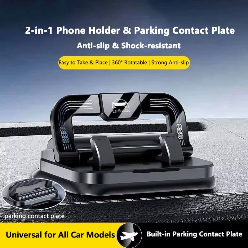360° rotating dashboard car phone holder with number plate