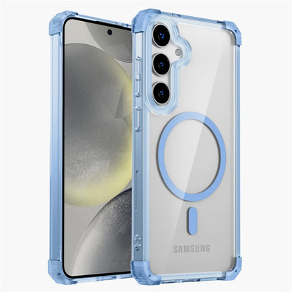Clear armor MagSafe case for Samsung Galaxy S22–S26, blue
