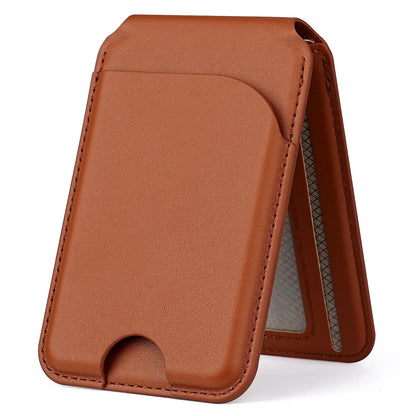 Magnetic leather wallet with stand, brown