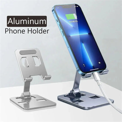 Foldable aluminum alloy desk phone and tablet stand