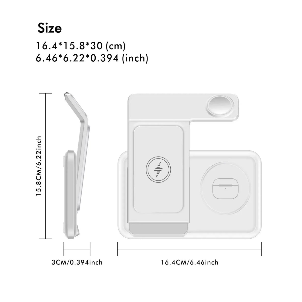 3-in-1 wireless charging station for Galaxy S24–S26, view 6