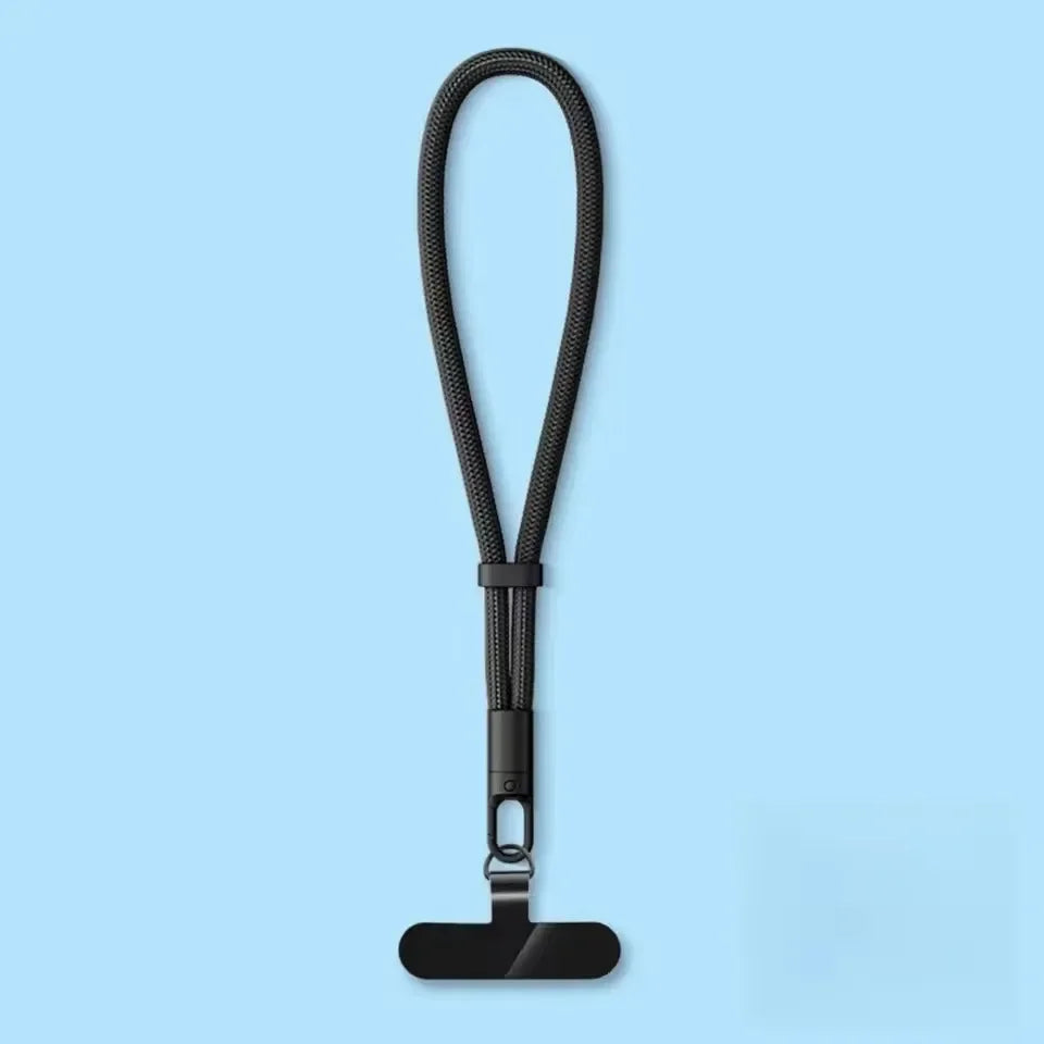 Anti-drop crossbody phone lanyard with 360° rotating clip, black