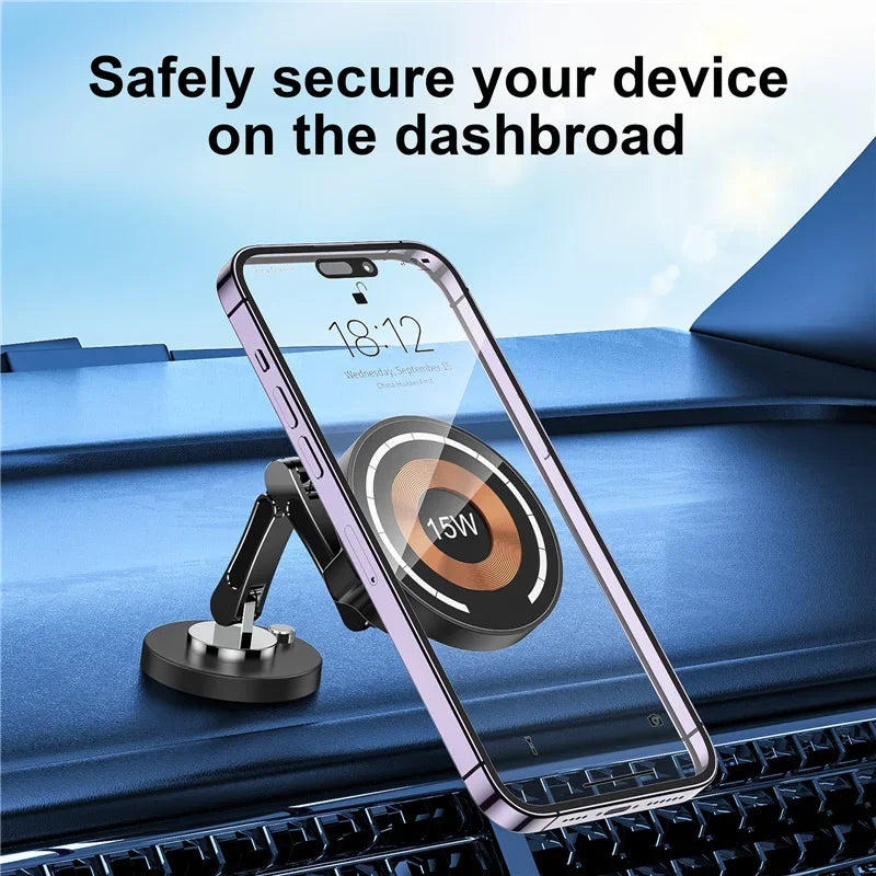 Magnetic car mount with wireless charging for iPhone 12–15, view 2
