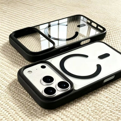 Transparent acrylic MagSafe case for iPhone 12–17 & Air, black