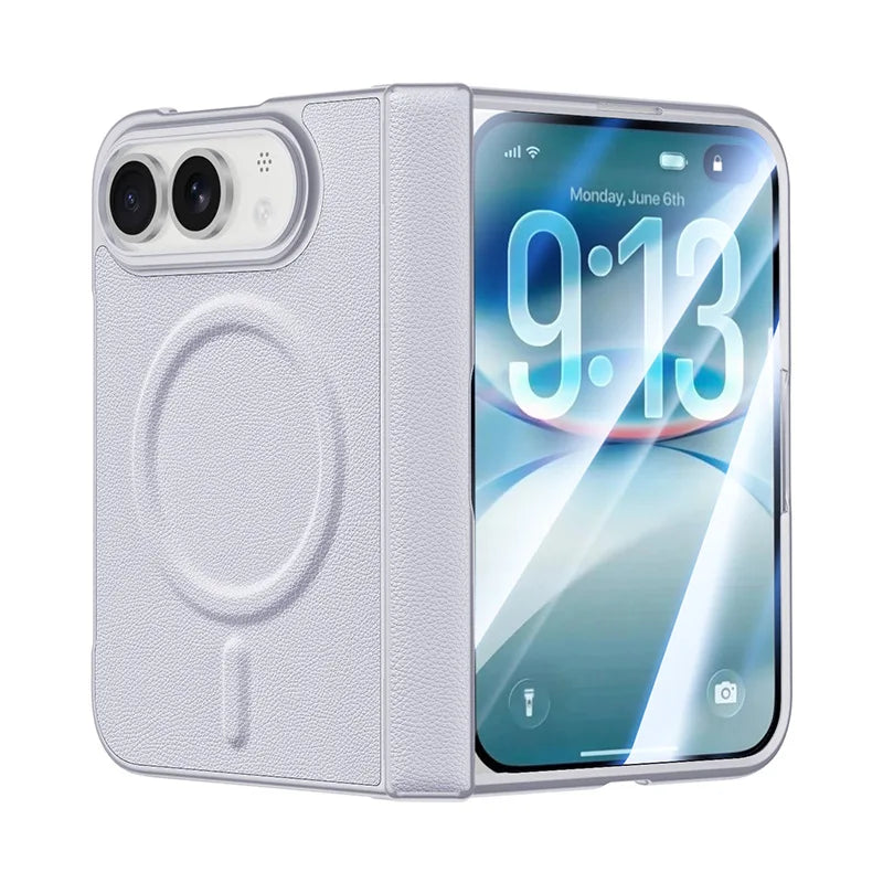 Vegan leather soft-touch case in light grey