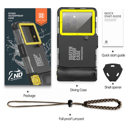 IP68 waterproof phone case for diving, up to 6.9 inch, black yellow