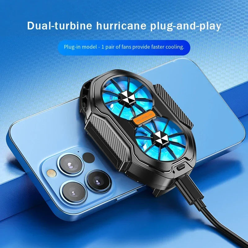 Dual-fan phone cooler with wireless battery, view 3