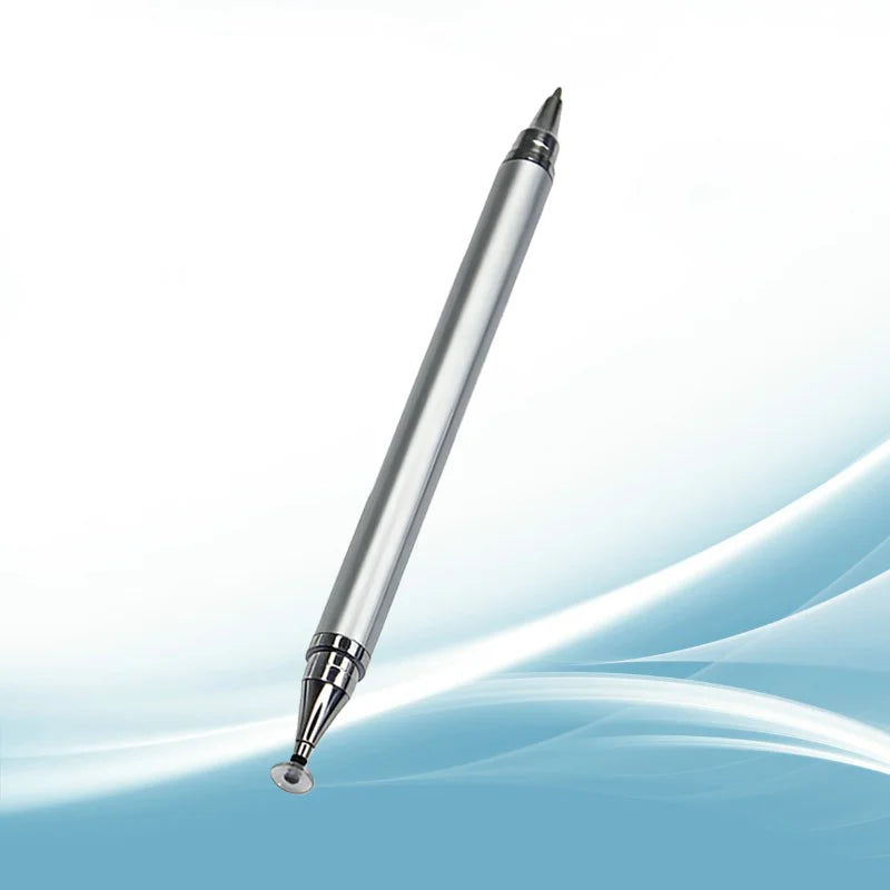 2-in-1 disc stylus and ballpoint pen, silver