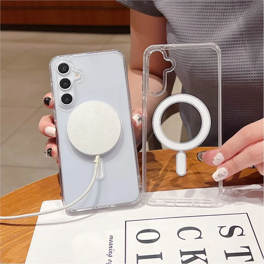 Clear magnetic wireless charging case for Samsung Galaxy S and A series, view 4