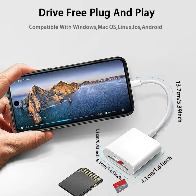 2-in-1 USB-C SD/TF card reader, view 2