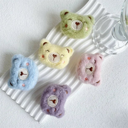 Fluffy plush bear folding phone grip, view 4
