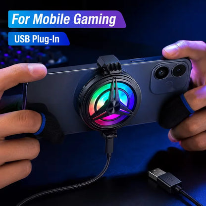 Gaming phone cooler fan with RGB LED lights, view 5