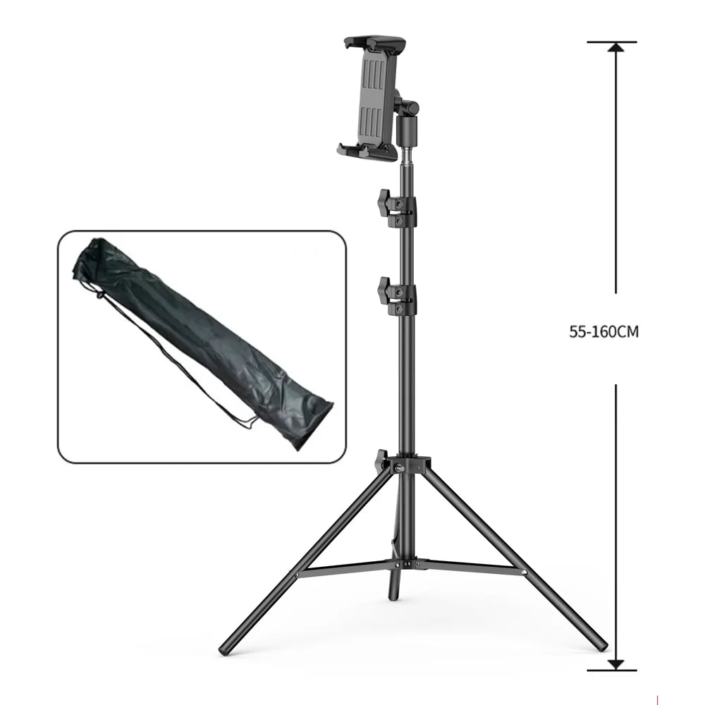 Adjustable tripod tablet floor stand with 360° rotating holder, view 9